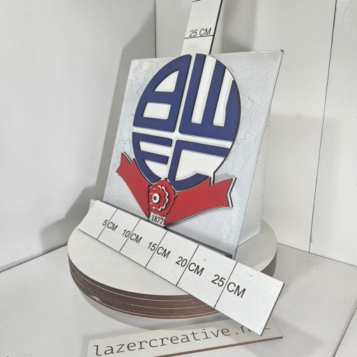 Layered Laser Cut Bolton Wanderers Football Crest Wall Art – MDF Painted Sign - Lazer Creative