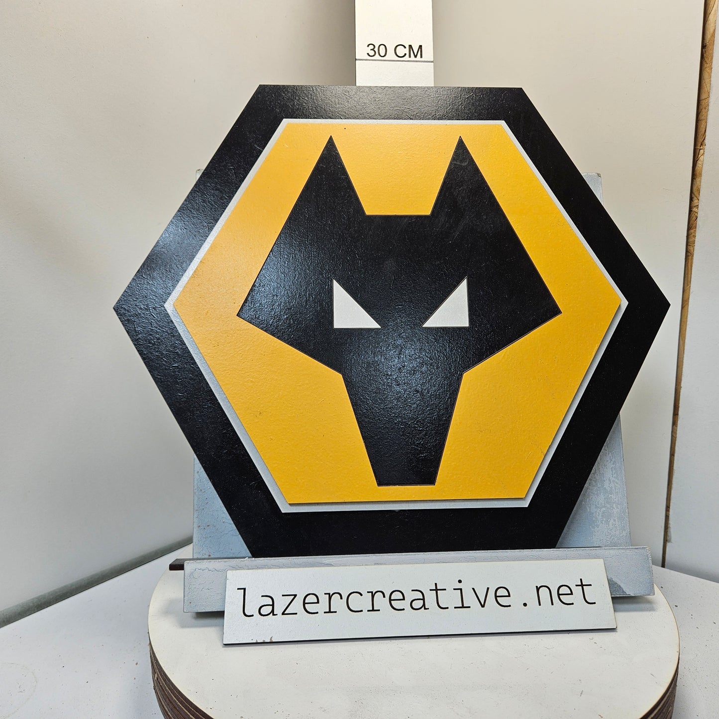 Wolverhampton Wanderers Crest Wall Art - Multi-Layer 28cm x 32cm