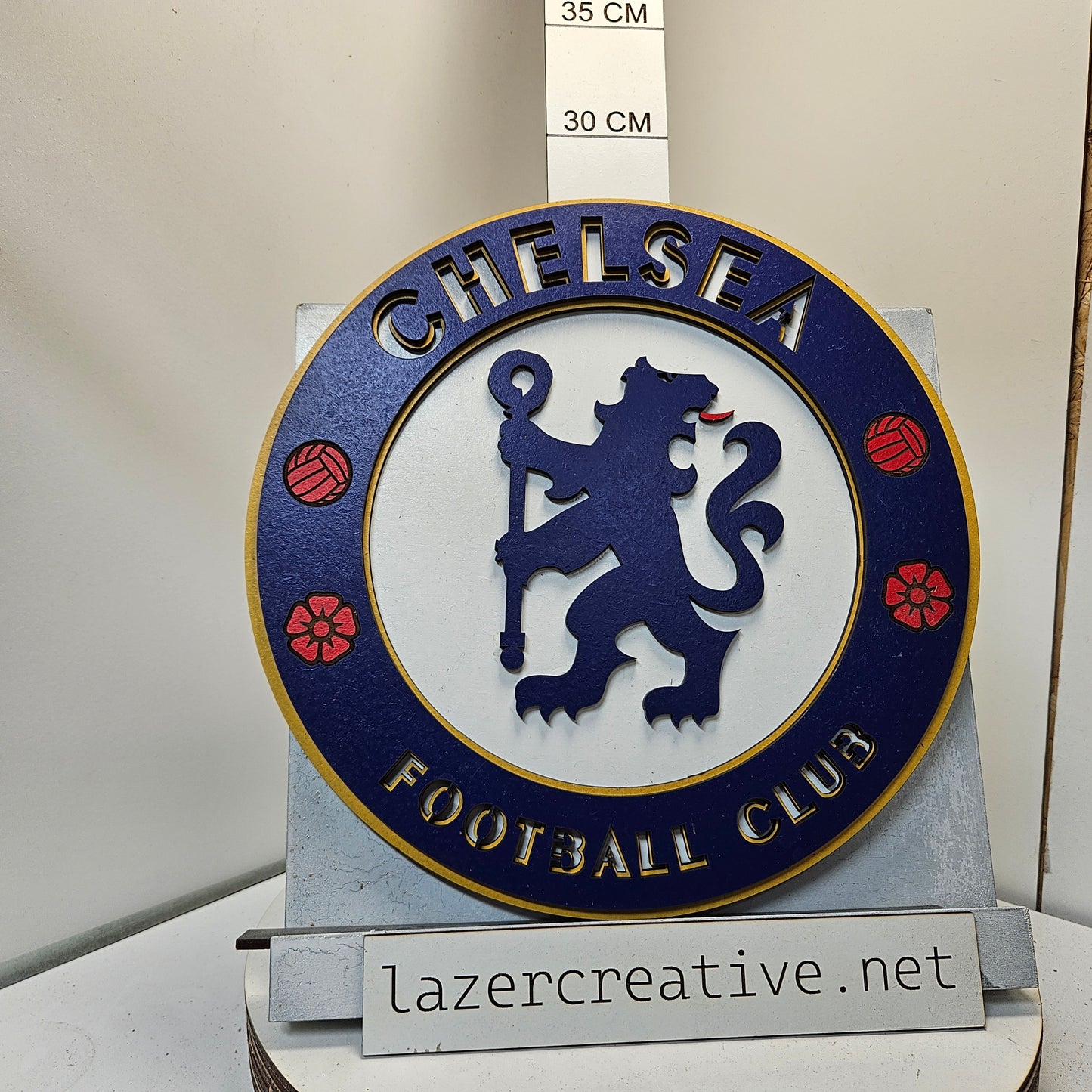 Chelsea FC Crest Wall Art - Multi-Layer 28cm x 28cm