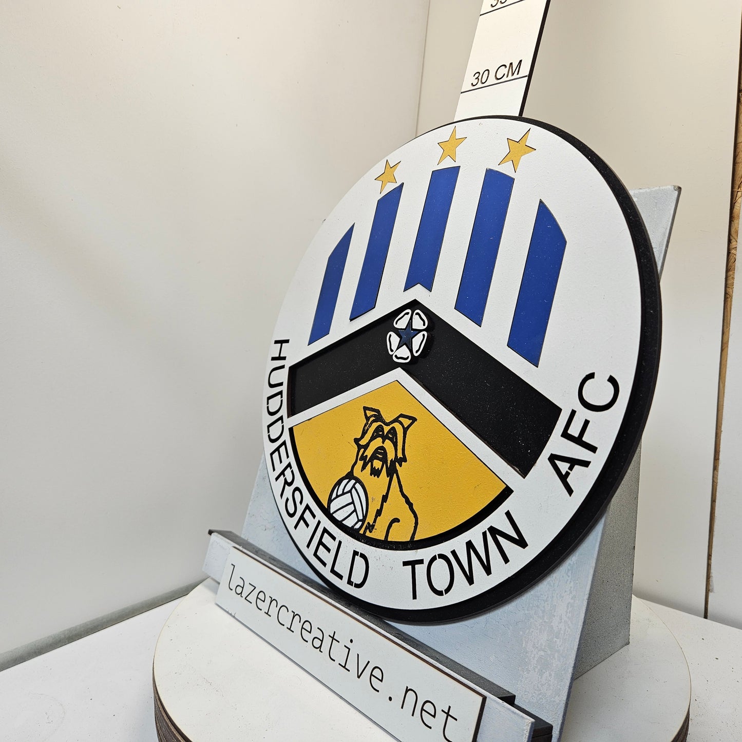 Huddersfield Town Crest Wall Art - Multi-Layer 28cm x 28cm
