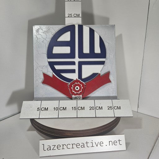 Layered Laser Cut Bolton Wanderers Football Crest Wall Art – MDF Painted Sign - Lazer Creative