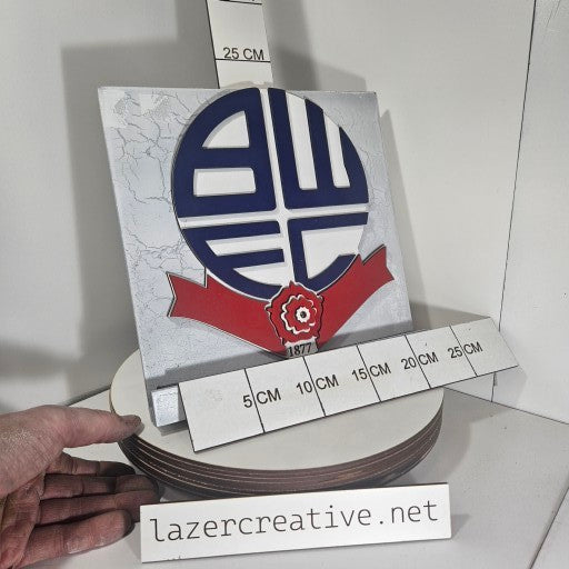 Layered Laser Cut Bolton Wanderers Football Crest Wall Art – MDF Painted Sign - Lazer Creative