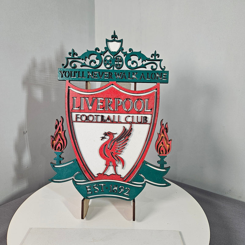 Layered Laser Cut Liverpool Football Crest Wall Art – Painted MDF Sign - Lazer Creative