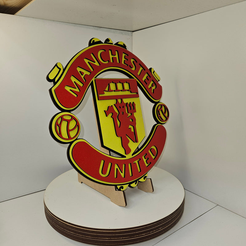 Layered Laser Cut Manchester United Football Crest Wall Art – Painted MDF Sign - Lazer Creative