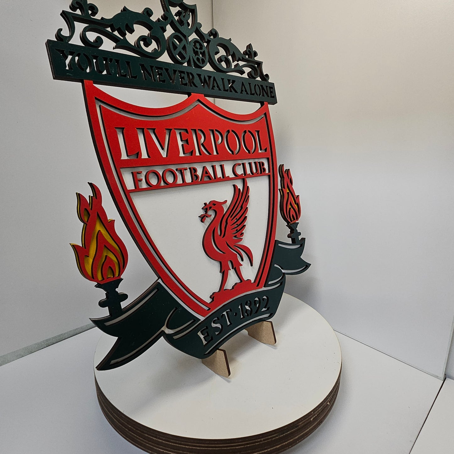 Layered Laser Cut Liverpool Football Crest Wall Art – Painted MDF Sign - Lazer Creative