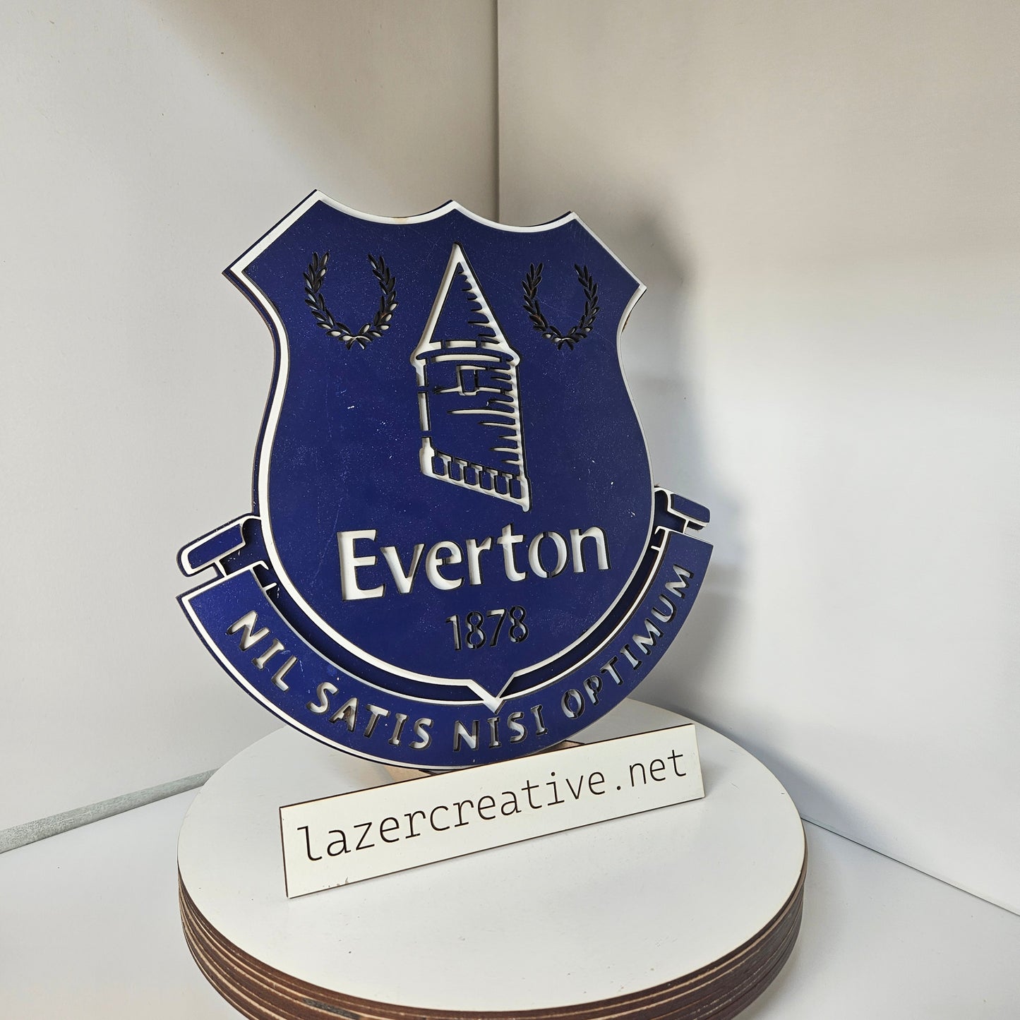 Layered Laser Cut Everton Football Crest Wall Art – Painted MDF Sign - Lazer Creative