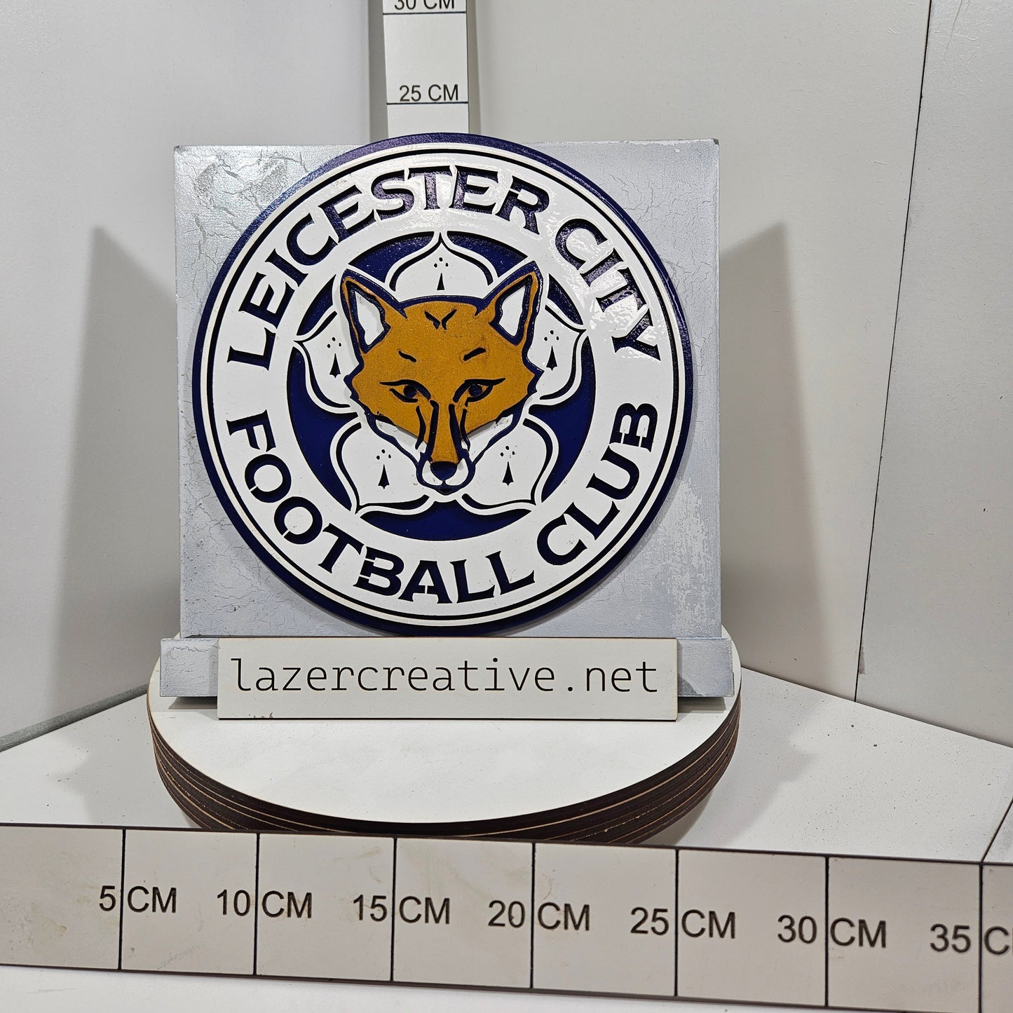 Layered Laser Cut Leicester City Football Crest Wall Art – Painted MDF Sign - Lazer Creative
