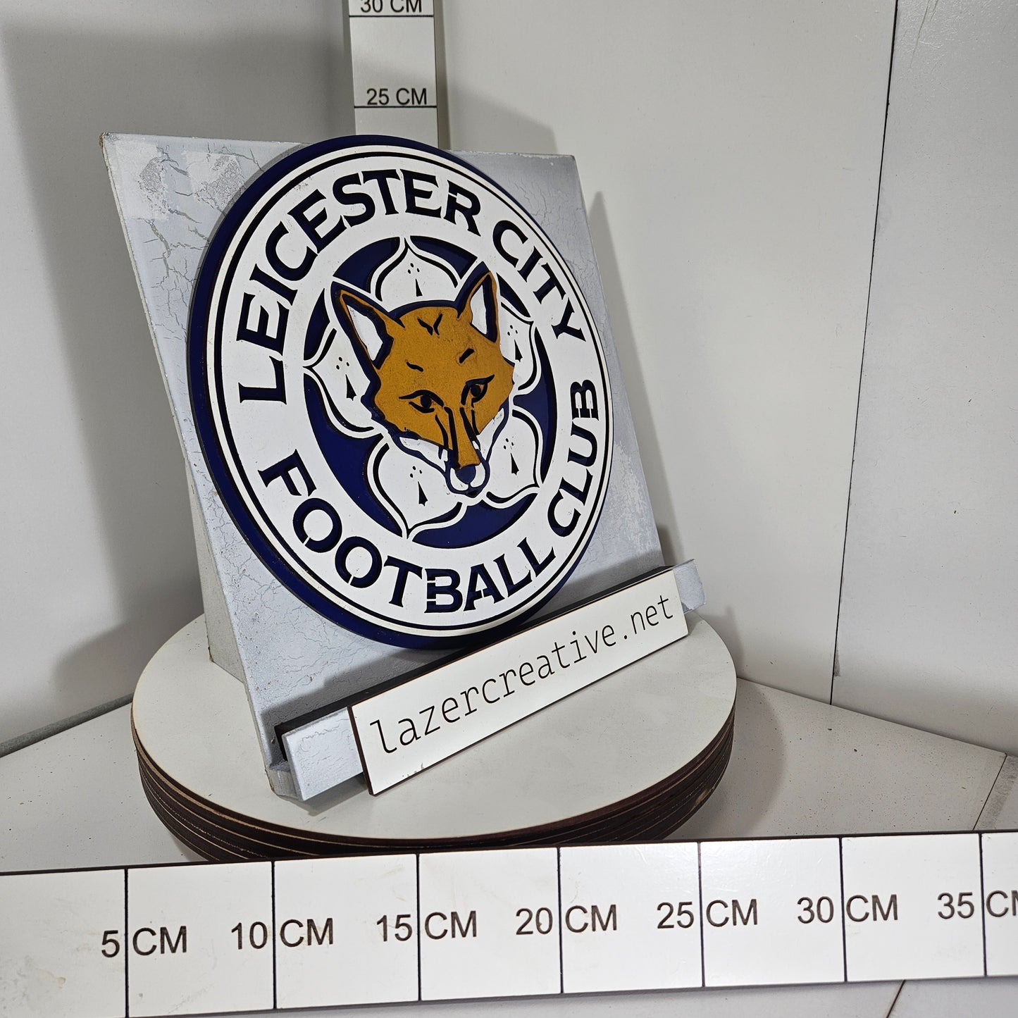 Layered Laser Cut Leicester City Football Crest Wall Art – Painted MDF Sign - Lazer Creative