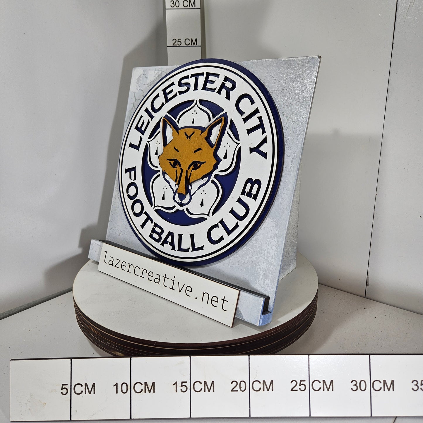 Layered Laser Cut Leicester City Football Crest Wall Art – Painted MDF Sign - Lazer Creative
