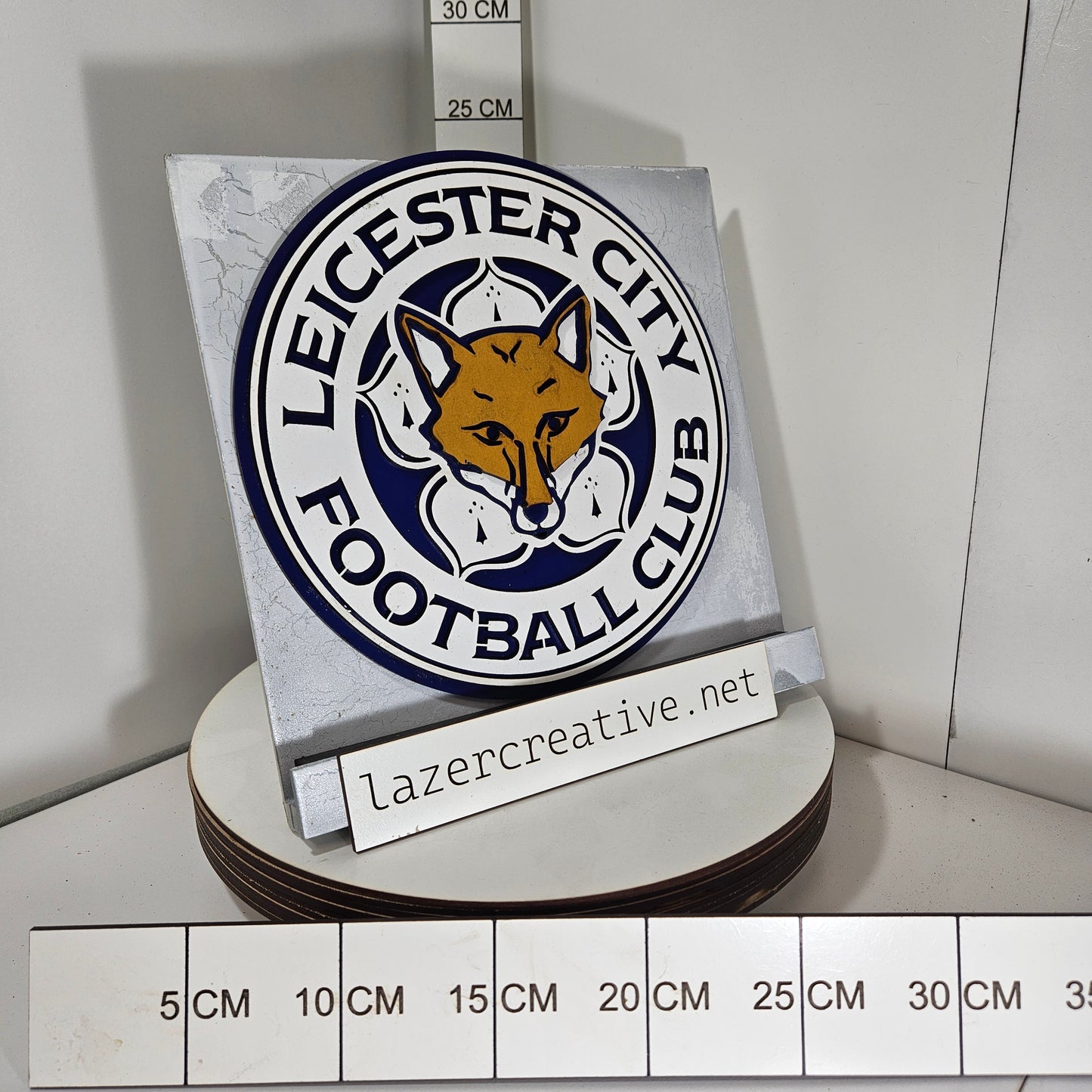 Layered Laser Cut Leicester City Football Crest Wall Art – Painted MDF Sign - Lazer Creative