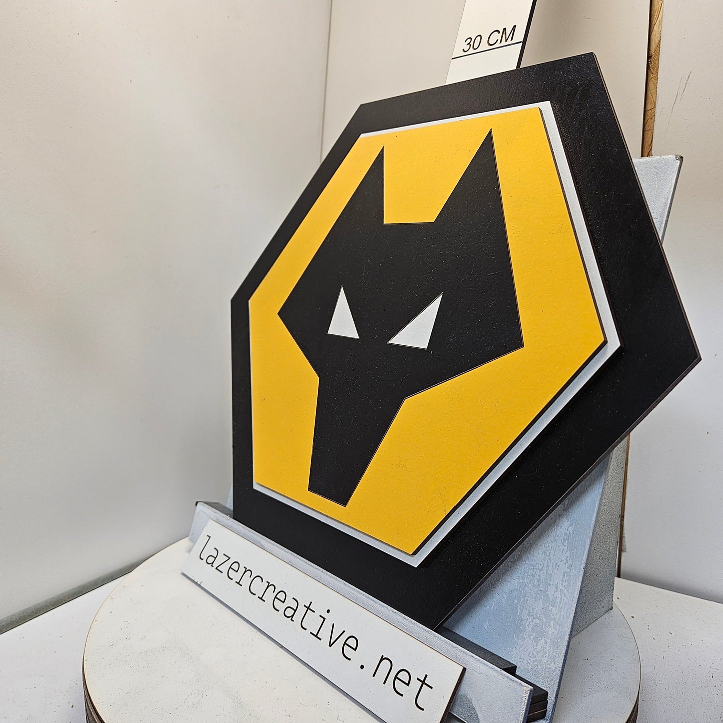 Wolverhampton Wanderers Crest Wall Art - Multi-Layer 28cm x 32cm
