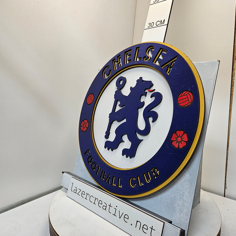 Chelsea FC Crest Wall Art - Multi-Layer 28cm x 28cm