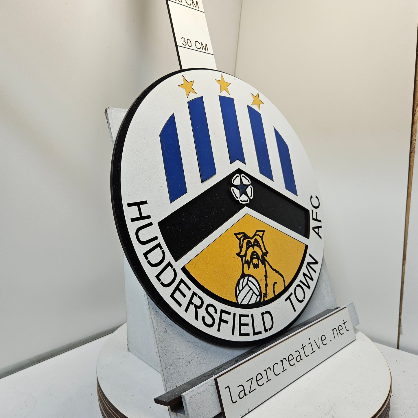 Huddersfield Town Crest Wall Art - Multi-Layer 28cm x 28cm