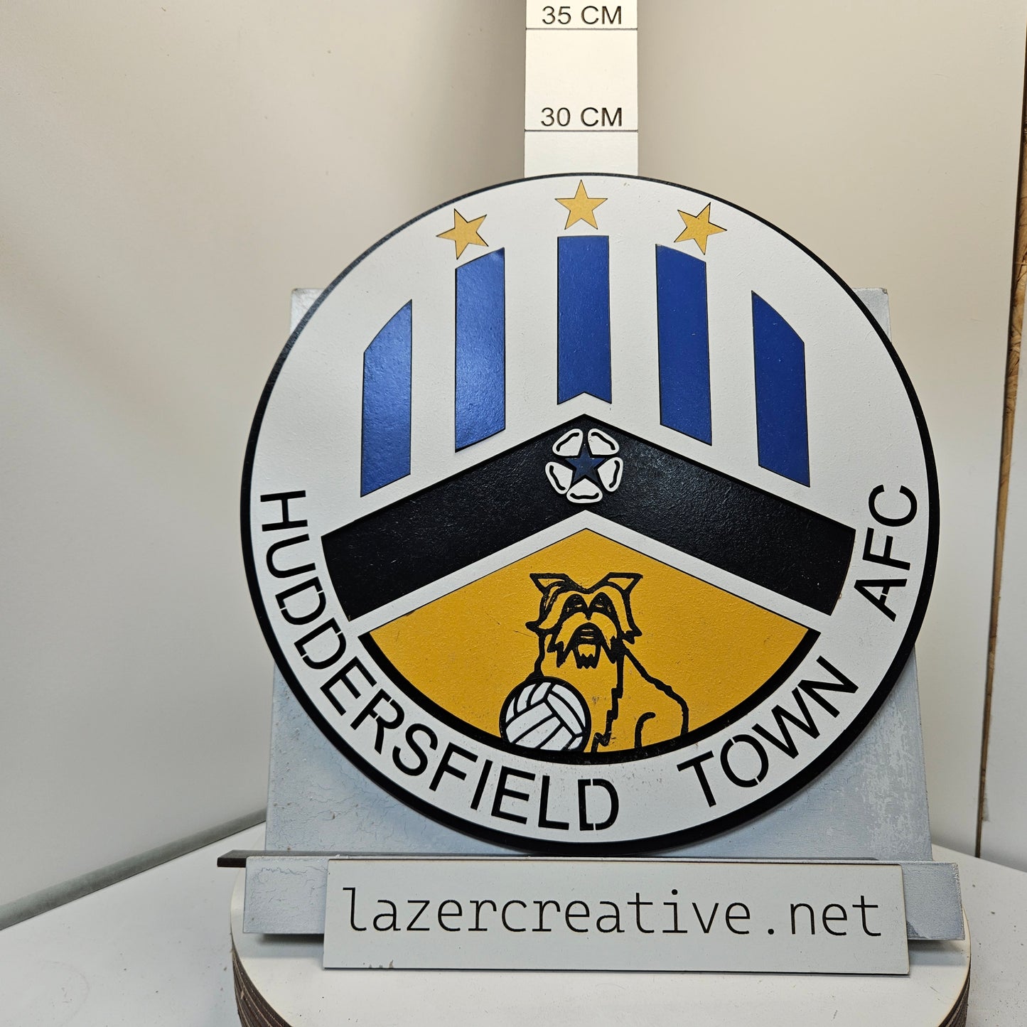 Huddersfield Town Crest Wall Art - Multi-Layer 28cm x 28cm